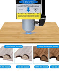Comgrow Air Assist for Laser Cutter and Engraver installed on laser head, adjustable 30 L/min airflow over wood