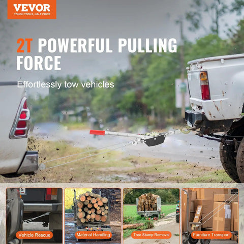 Come Along Winch 2 Ton Pulling Capacity With 12 Feet Steel Cable Dual Gear Beefy Built Ratchet Power Puller Tool With Two Hooks For Automotive Hoist And Vehicle Rescue towing a pickup truck
