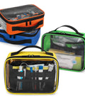 Four Pack Color Coded Clear Zip Pouches For First Aid Kit Organization See Through Medical Storage Bags in blue, green, yellow, and orange