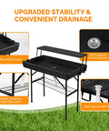 Image showing Portable Cooler Table With Extra Storage Shelf For Outdoor Parties And Entertaining Alloy Steel Black Finish Picetable Model.