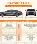 Car size table for All Weather Waterproof Car Cover With Six Layer Protection, Universal Fit For Sedans, Coupes, Convertibles