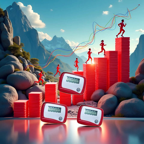 Pocket Size LCD Pedometer Step Counter For Walking And Running Red Mini Digital Fitness Tracker Tracks Steps Miles Calories Exercise Time Distance And Daily Target Monitor Must Have Compact Portable Gadget, red LCD.