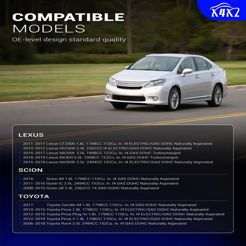 Compatible models for K750043 Zinc Nickel Alloy Front Stabilizer Sway Bar Links shown with car illustration and details list.