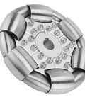 100mm stainless steel omni wheel with multiple rollers around a central hub
