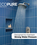 Blue tiled shower showing water flow with Go To Carbon Block Whole Home Water Filter Two Pack Fits Standard Housings Five Micron NSF Certified Cuts Chlorine Taste And Odor Sediment Sand Dirt And Rust Three Month Life Per Filter