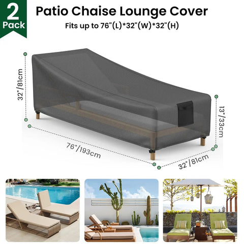 Durable Outdoor Chaise Lounge Cover For Patio Furniture Waterproof And UV Resistant Built To Last With Air Vents All Weather Protection 2 Pack