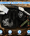 55 Inch Rope Saw Kit With 72 Teeth And 46 Feet Of Ropes For Camping And Survival, showing gloves, chains, and accessories in case.