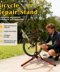 Heavy Duty E Bike Repair Stand With 110 Lbs Capacity in use during outdoor bike maintenance.