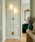 Equinox LED Wall Sconce Indoor Plug In Light For Bedroom And Bathroom With Glass Globe Shades Industrial Wall Mounted Fixture And On Off Switch Gold Finish Perfect For A Modern Home Vibe