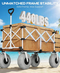 260L Beach Wagon With Extended Tailgate Heavy Duty Beach Cart 440Lbs Capacity 9 Inch Balloon Wheels For Sand in light blue