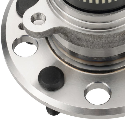 Close-up of Rear Wheel Hub Bearing Assembly 512437 Solid Fit For 2010 2014 Hyundai Sonata, 2011 2015 Kia Optima, metal finish