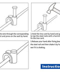 Installation instructions for 100 Pack Nail In Cable Clips Set for 8mm Wire With Zinc Plated Nails showing secure cable attachment.
