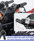 Adjustment for 1/10 RC Crawler Long Travel Shocks Kit with mounts and extension keys, adjustable axial accessories in use