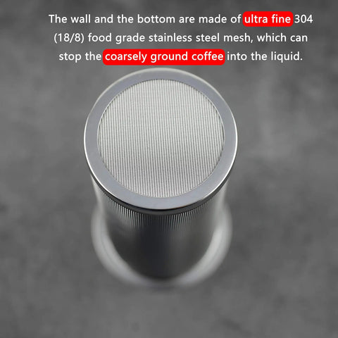Top view of Ultra Fine Stainless Cold Brew Coffee Filter for Wide Mouth Mason Jars showing fine mesh food grade 304 steel.