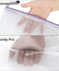 Close-up of transparent mesh zipper pouch from Mesh Zipper Pouch Bags Set, 30 Pieces In 8 Sizes And 8 Colors Waterproof Storage Pouches