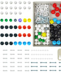 Molecular Model Kit For Chemistry Learning, 125 Pieces Ball And Stick And Room Filling Models in open box with colorful balls