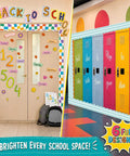 Six Back To School Bulletin Board Borders Set 198 Feet Total With 2.36 Inch Wide Rolls Checked Pencil Notebook Classroom Decor