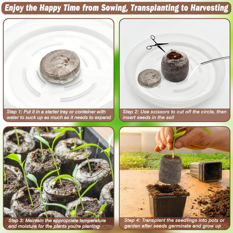 Instructions for using 55 Pack 36mm Peat Pellets For Seedlings Seed Starters Plugs Soil Discs That Expand When Wet