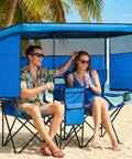 Double Beach Chair With Canopy Shade Built In Cooler Bag And Cup Holders Oversized Folding Loveseat for beach use