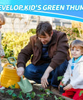 Father and kids using 16 Inch Beach Sand Shovels For Kids Go To Garden Tool Kit With A Sturdy Long Wooden Spade For Sand Snow Digging