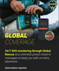 Person holding Global Satellite Messenger With Two Way SMS, GPS Tracking, Off Grid Communication, SOS Emergency Beacon