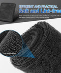 Close-up of Super Absorbent Microfiber Car Drying Towel Thickened Lint Free Auto Wash Cloth Scratch Safe Automotive Detailing Tool.
