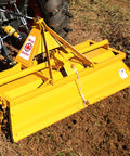 Gear-Driven Rotary Tiller With 5-Ft Width, Heavy-Duty Cast Iron Gearbox in action on soil, TG-60-Y
