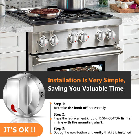 Kitchen range with Burner Control Dial Knob Replacement For Gas Range Stove 5 Pack Compatible With NX58H5600SS in use