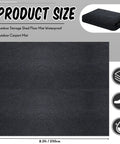 Outdoor Shed Floor Mat 6 By 8.2 Ft Waterproof Nonslip Rug for Carport Patio Garage Garden, folded view, with size dimensions.