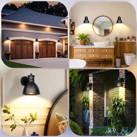 Industrial Barn Style Outdoor Wall Sconces Lanterns Matte Black Porch Lights for Farmhouse Exterior in various settings