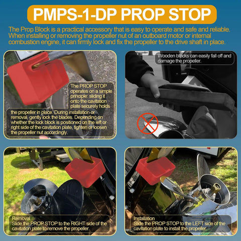 Must-Have Polymer Propeller Wrench Kit 1-1/16 Inch With Prop Stop Block, Lightweight Rustproof Red Plastic Boat Prop Tool usage instructions