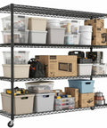 Heavy Duty Garage Shelving With Wheels Four Tier Metal Storage Rack Holds 2480 Lbs Adjustable Pantry Shelves For Kitchen And Garage 75.62 H X 24.02 D X 55.52 W Easy Roll shown with assorted storage bins