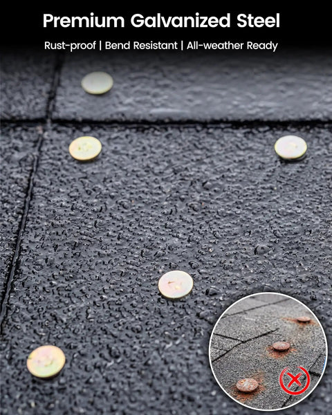 Pro Grade 15 Degree Coil Roofing Nails 1 1 2 Inch 720 Piece Box Wire Collated Full Round Head Smooth Shank on black asphalt roof