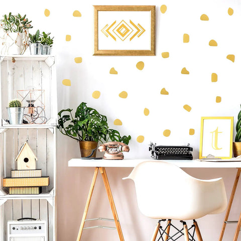 Boho Gold Dot Wall Decals Peel And Stick Set For Nursery And Kids Bedroom Irregular Polka Dots Wallpaper Sticker Pack 500 Pieces