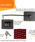 2 Pack Premium Refrigerator Lock With Built In Keyed Lock showing steel plates, vinyl coated cable, keys, VHB tape.