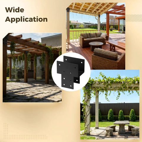 Heavy Duty 4x4 Post Cap Tie Brackets Kit For Wood Gazebo Deck And Patio Actual 3.5x3.5 Inch Stainless Steel Post Anchor Connectors No Fuss All In One Kit With 4 Brackets 64 Screws 64 Washers Socket Wrench And Drill Bit