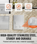 Stainless Steel Outdoor Kitchen Access Door 17W X 24H Inches Flush Mount Wall Panel With Handle Vents And Hook Weatherproof Design