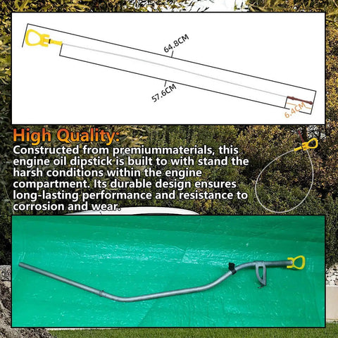 Mercedes Benz Engine Oil Dipstick For CLA250 GLA250 2014 2020 And GLA45 AMG 2015 2019, with precise measurements shown.