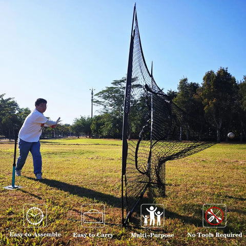 Heavy Duty 7x7ft Portable Baseball And Softball Practice Net With Carry Bag For Batting, Hitting, And Pitching Easy Assembly