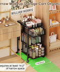 Rolling Makeup Cart Organizer With Three Drawers For Cosmetics And Skincare, Dividers For Easy Sorting, in a room setting.