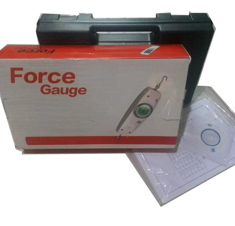 Handy Digital Force Gauge Push And Pull Meter With Inner Sensor 100N 10Kg 22Lb Three Units High Resolution Dynamometer RS232 Output Accurate About Half Percent Workhorse For Lab Workshop And DIY Testing in case with manual