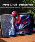 72GB WiFi MP3 Player With Bluetooth 4.0 Inch Full Touch Screen MP4 Player displaying superhero on wooden table