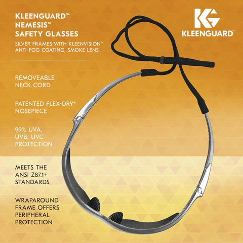 Nemesis Safety Glasses Smoke Anti Fog Lenses With Silver Frame Lightweight And Sporty Design Resists Fog Includes Case
