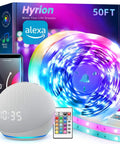 Smart WiFi RGB LED Strip Lights 25ft With App Control And Voice Assistants, 16 Million Colors package with remote and smartphone