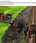 Nine Teeth Disc Harrow For Grass Mower Tiller Scarifier Attachments in action on lawn and soil sections