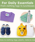 Personalized Name Labels For Kids Featuring Waterproof Custom Stickers on clothing tags, lunchboxes, shoes, and backpacks.