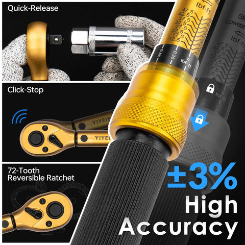 Beefy Pro Grade Magnetic Spark Plug Socket Kit With Three Eighth Inch Drive Torque Wrench Includes 14mm, 16mm, 18mm sockets