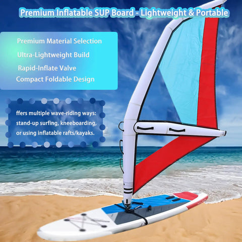 4.2 Square Meters Inflatable Wing Foil Sail For Wing Foiling, SUP And Kitesurfing with beach view and portable design