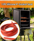 Zorqon 13ft silicone P-gasket seal for smoker door; red gasket tubing, 7/16 in thick, 7/8 in wide