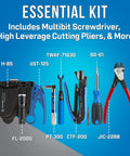Essential kit displaying coax cable tools including CTF-200, UST-125 stripper, PT-300 tester, ideal for 8 Piece Coax Cable Tool Kit. 